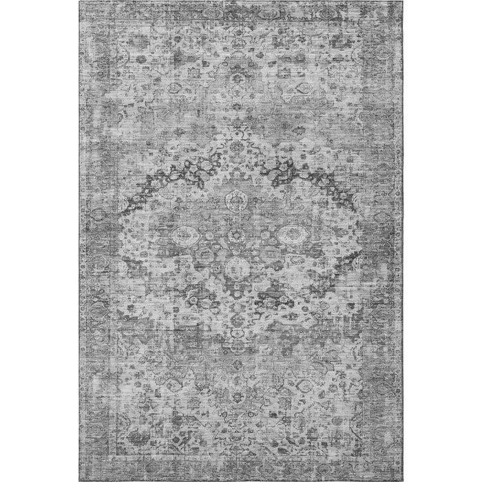 10' X 14' Oriental Washable Area Rug With UV Protection (700283) - Gray / Silver