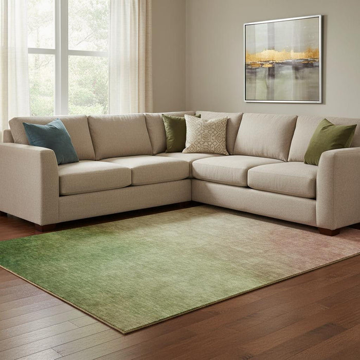 10' X 14' Ombre Washable Area Rug With UV Protection (650284) - Blush / Green