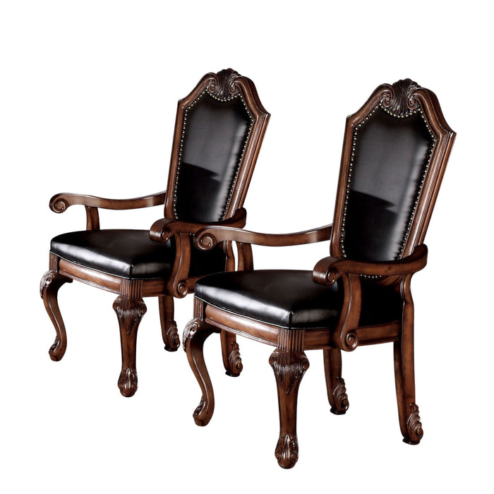 Redwood Upholstered Faux Leather Dining Arm Chairs (Set of 2) - Black