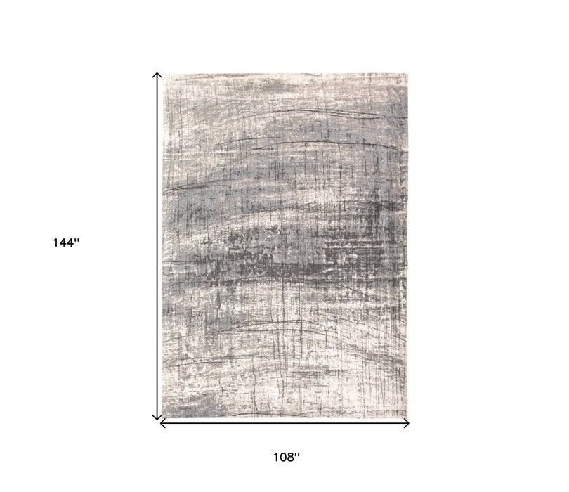 9' x 12' Abstract Non Skid Area Rug - White And Gray