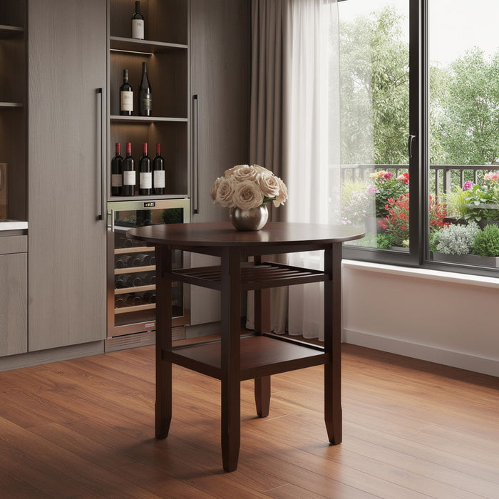 Wood Rounded Drop Leaf Bar Table - Brown