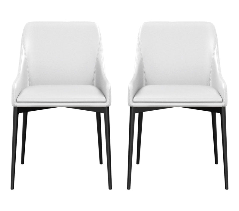 Upholstered Faux Leather Dining Side Chair (Set of 2) - White / Black