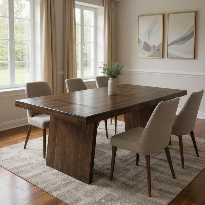 86" Wood Live Edge Dining Table - Dark Brown