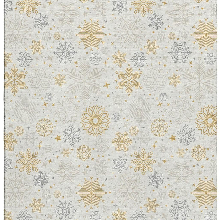 10' X 14' Abstract Geometric Washable Area Rug With UV Protection (702280) - Ivory / Gray / Gold