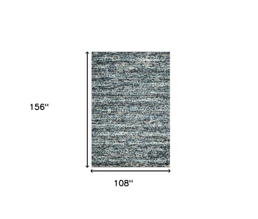 9' x 13' Wool Ikat Hand Woven Area Rug - Blue