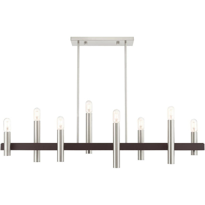 24'' Eight Light Dimmable Chandelier With Shades - Bronze