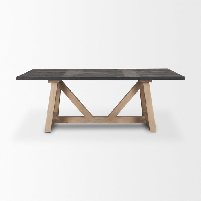84" Solid Wood Trestle Base Dining Table - Brown
