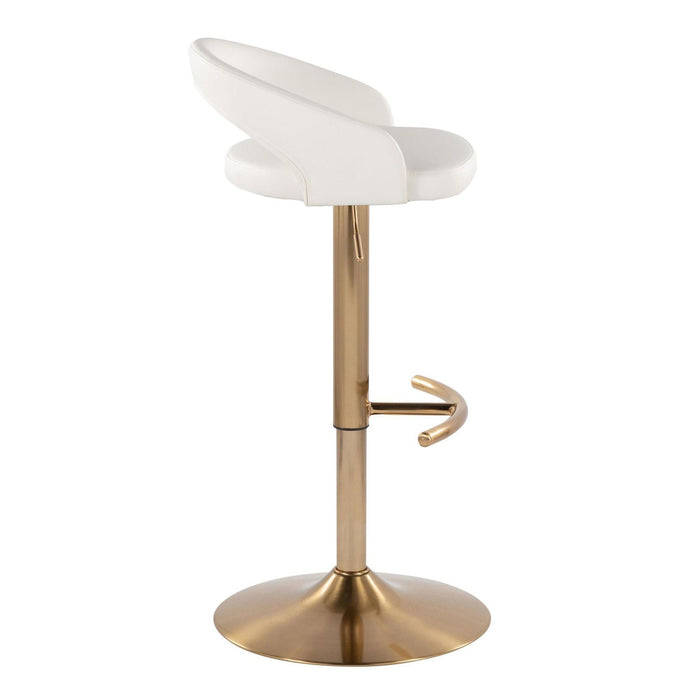 Grotto - Upholstered Adjustable Barstool - Gold Metal Base