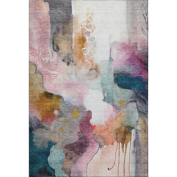 10' X 14' Abstract Washable Area Rug With UV Protection (714763) - Blush / Ivory