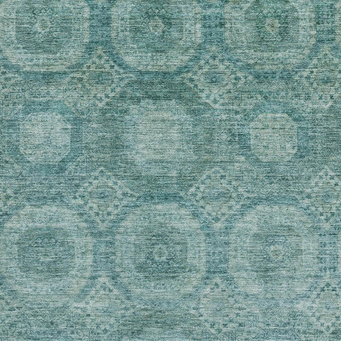 10' X 14' Abstract Geometric Washable Area Rug With UV Protection (708295) - Teal / Aqua