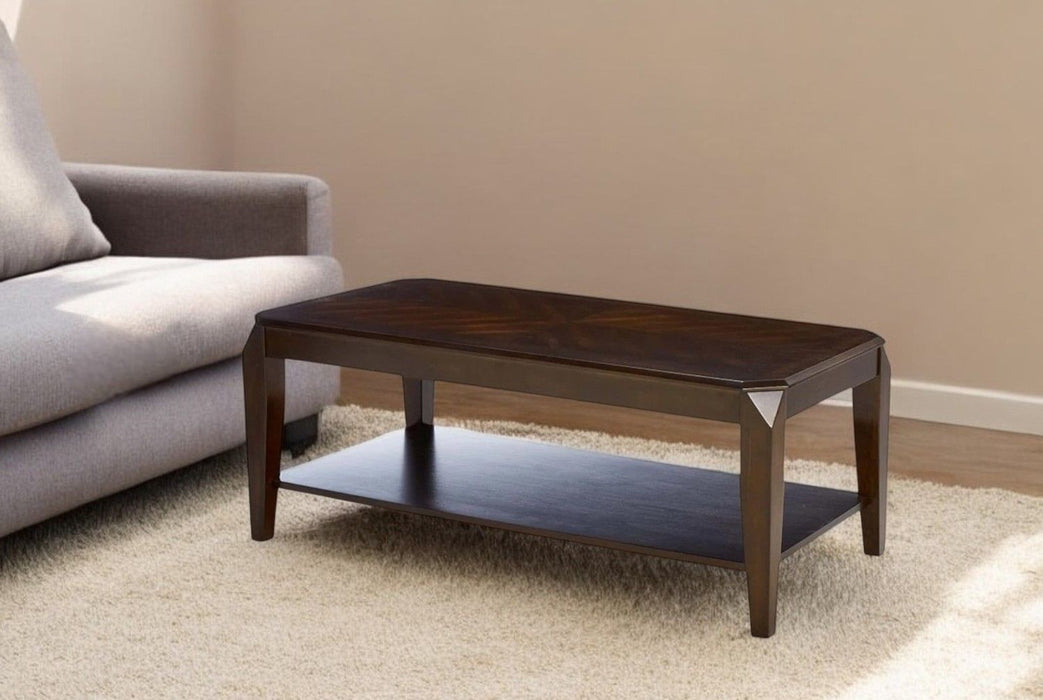 Solid Wood Coffee Table With Shelf And End Tables (Set of 3) - Brown