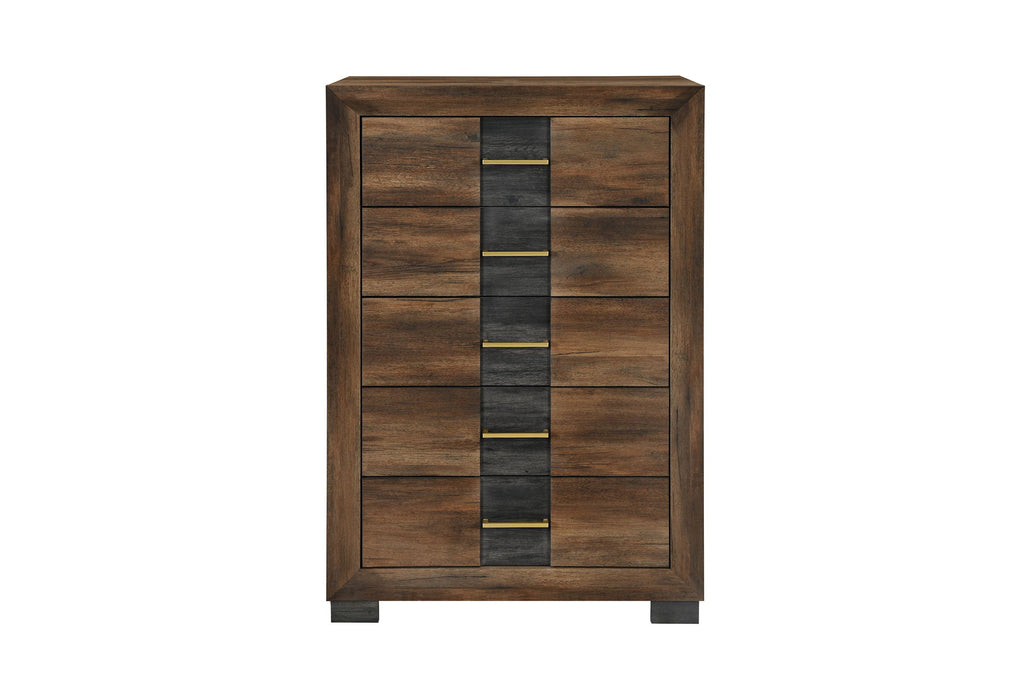 Optimus - 5 Piece King Bedroom Set - Black / Brown