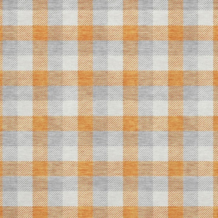10' X 14' Plaid Washable Area Rug With UV Protection (682571) - Orange / Ivory / Gray