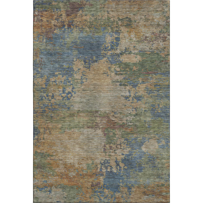 10' X 14' Abstract Washable Area Rug With UV Protection (716996) - Denim Blue / Beige