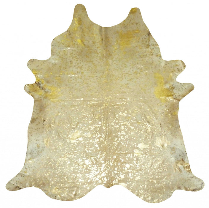6' Devore Brindled Cowhide Rug - Gold