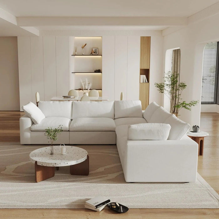 Blend Modular L Shaped Five Piece Corner Sectional - White