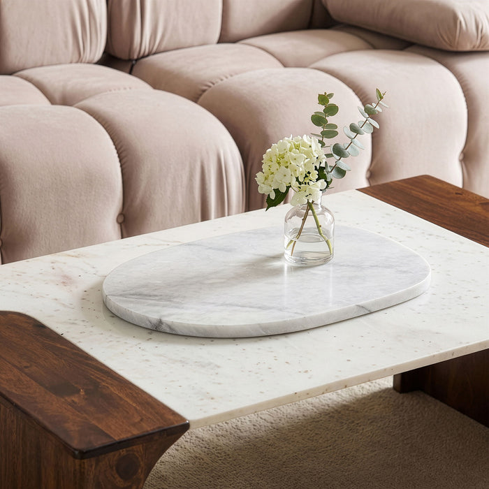 Marble decorative tray by Meridian Furniture with a smooth, polished surface and elegant design, ideal for stylish home decor.