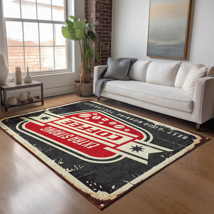 10' X 14' Geometric Washable Area Rug With UV Protection - Midnight And Ivory