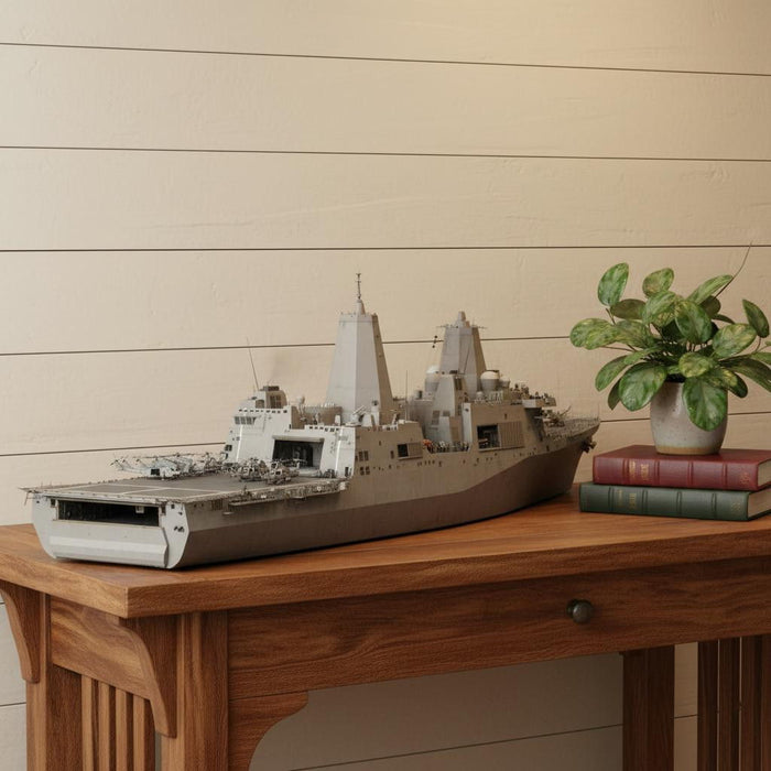 Hand Painted Model Boat (624323) - Dark Brown / Beige
