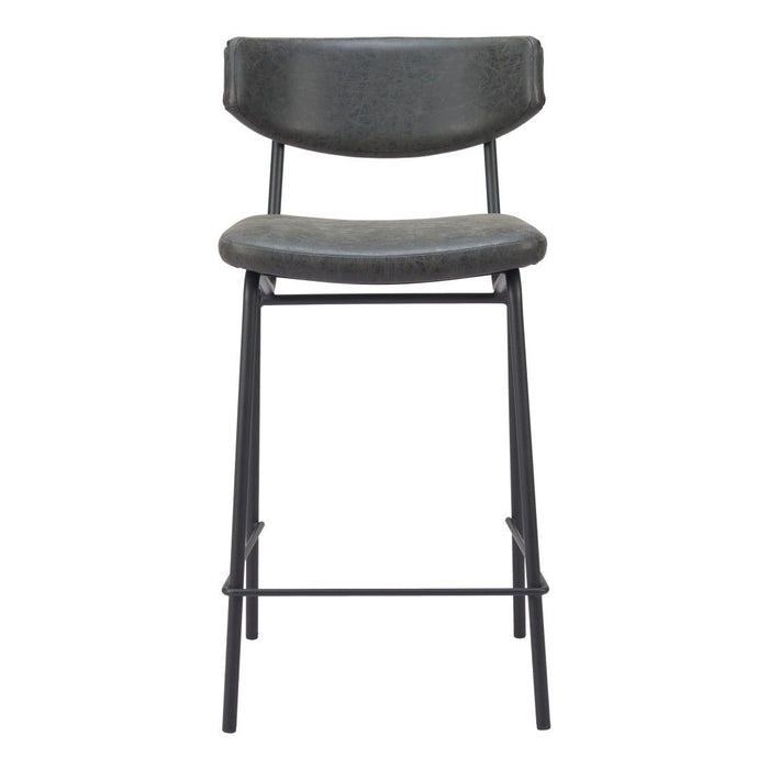 30" Faux Leather And Steel Low Back Height Bar Chairs (Set of 2) - Black