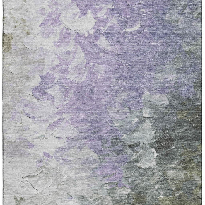 10' X 14' Abstract Washable Area Rug With UV Protection (696734) - Lavender / Gray / Silver