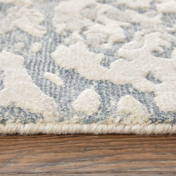 9' X 12' Abstract Hand Woven Area Rug (722122) - Blue / Ivory