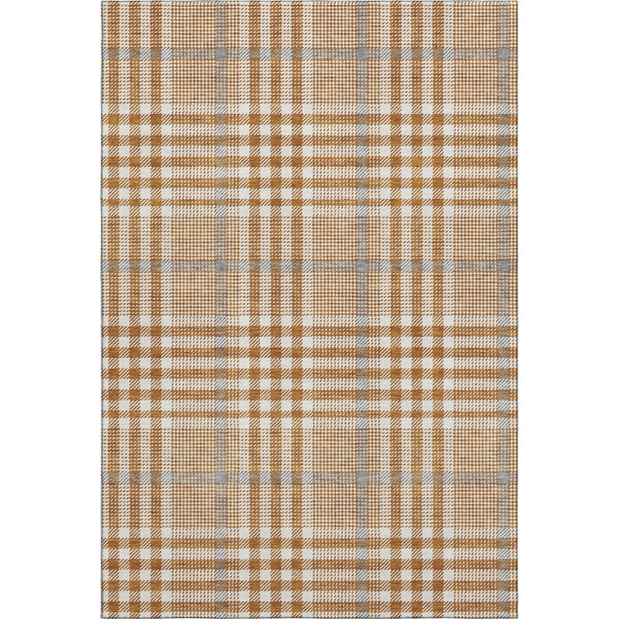 10' X 14' Plaid Washable Area Rug With UV Protection (682655) - Rust / Ivory / Gray