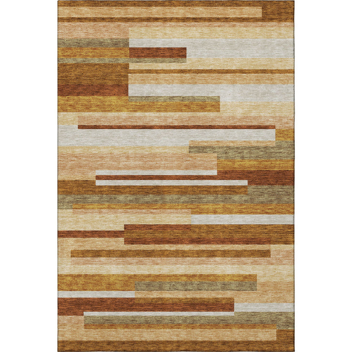 10' X 14' Transitional Striped Washable Area Rug With UV Protection - Rust