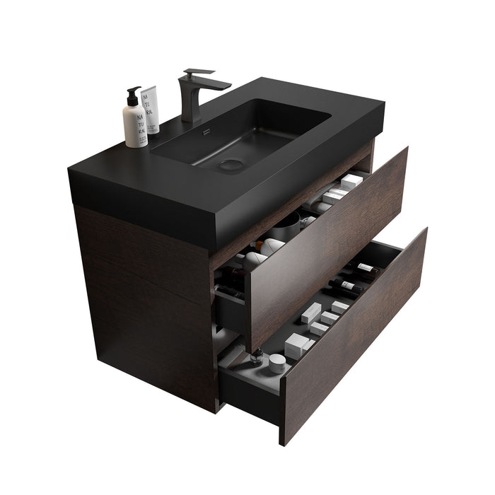Giga Alice wall-mounted bathroom vanity with large storage, one-piece sink basin, modern floating design, without drain or faucet.