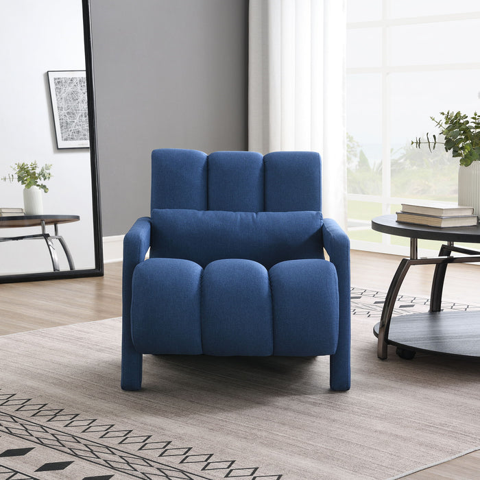 Giga navy blue upholstered accent arm chair with matching pillow, modern living room furniture, stylish and comfortable seating option