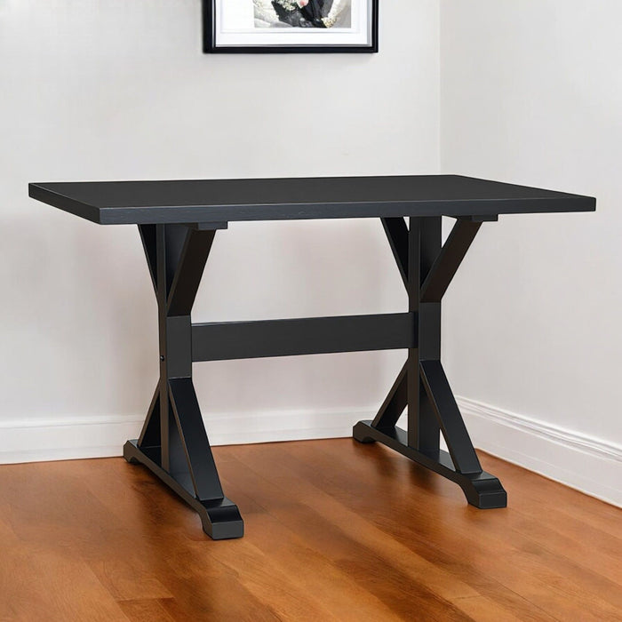 48" Solid Wood Trestle Writing Desk - Black
