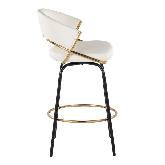 Jie - 26" Fixed-Height Counter Stool With Swivel - Gold Metal (Set of 2)