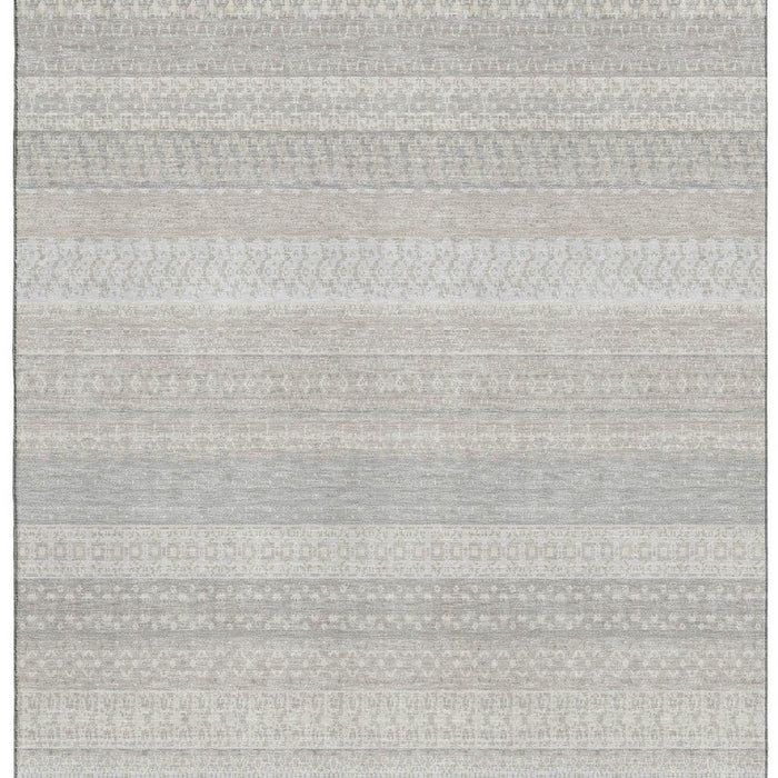 10' X 14' Striped Washable Area Rug With UV Protection (649942) - Ivory / Beige