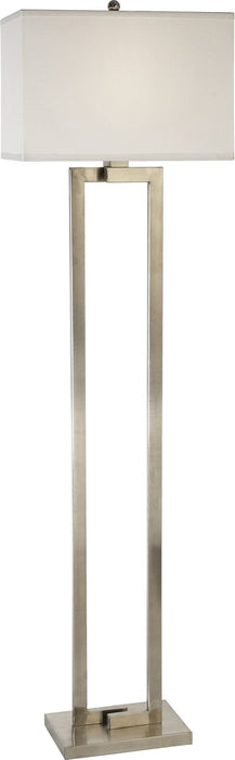 Traditional Shaped Floor Lamp With White Rectangular Shade - Nickel