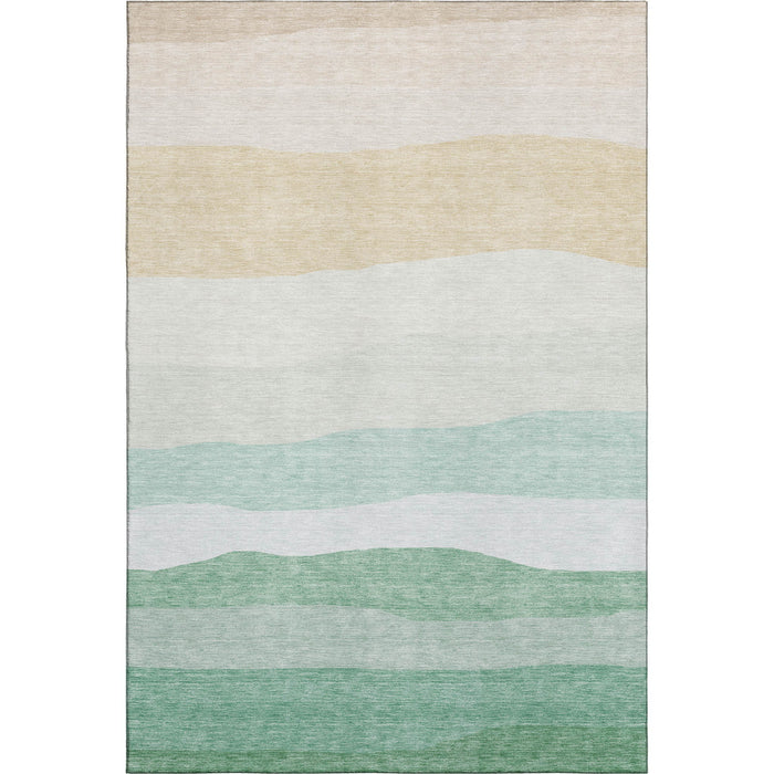 10' X 14' Striped Washable Area Rug With UV Protection (714901) - Teal / Green