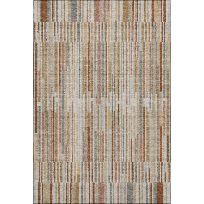 10' X 14' Striped Washable Area Rug With UV Protection (717893) - Rust / Gray
