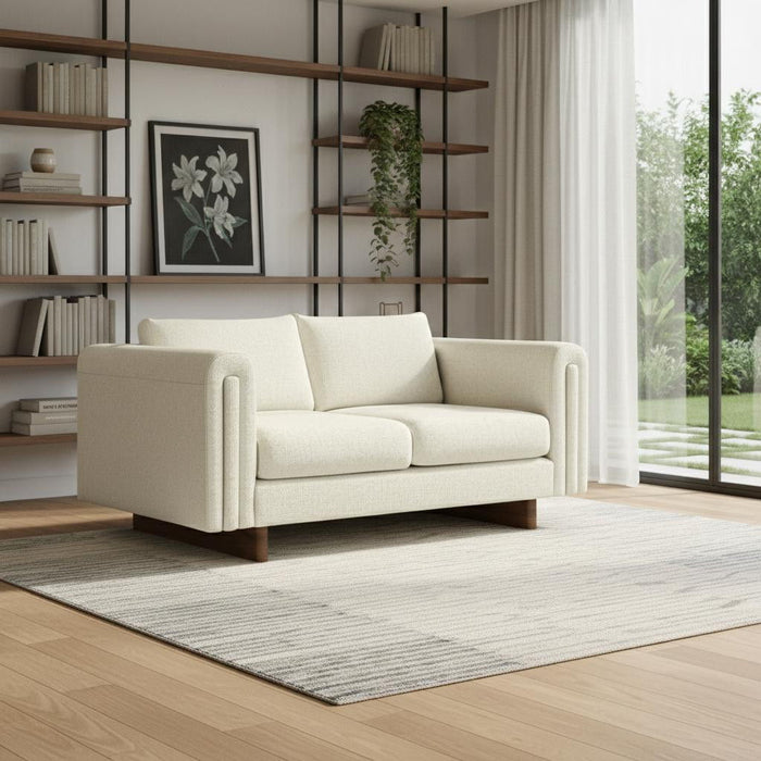 61" Fabric Sofa With Walnut Legs - Ivory