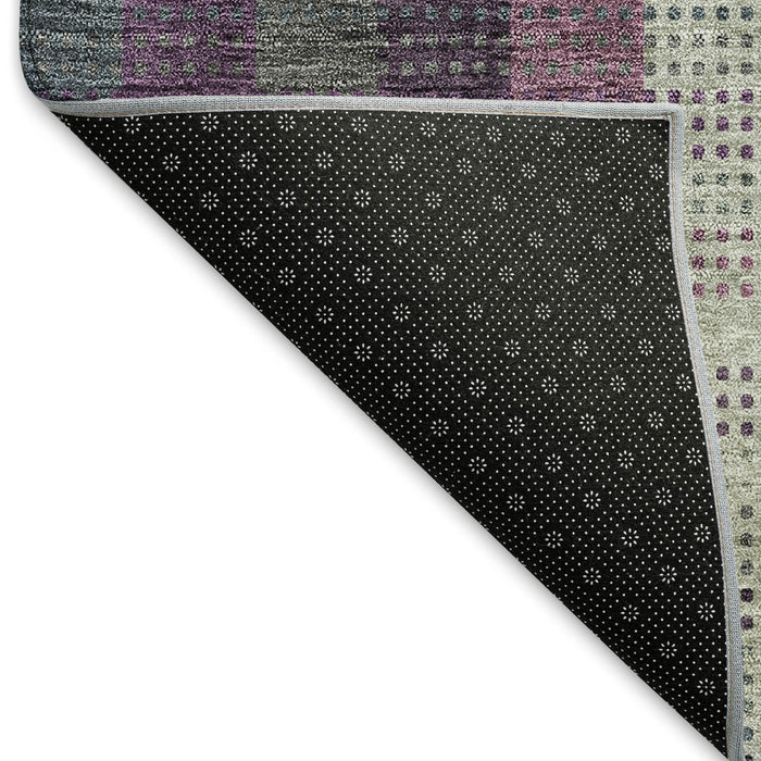 10' X 14' Plaid Washable Area Rug With UV Protection (676488) - Plum / Sage / Gray