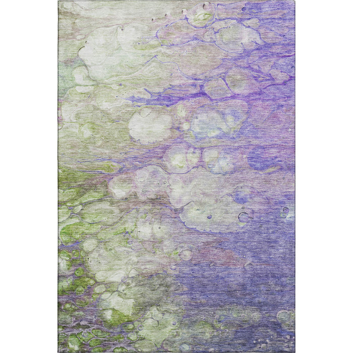 10' X 14' Abstract Washable Area Rug With UV Protection (656729) - Purple / Green / Ivory