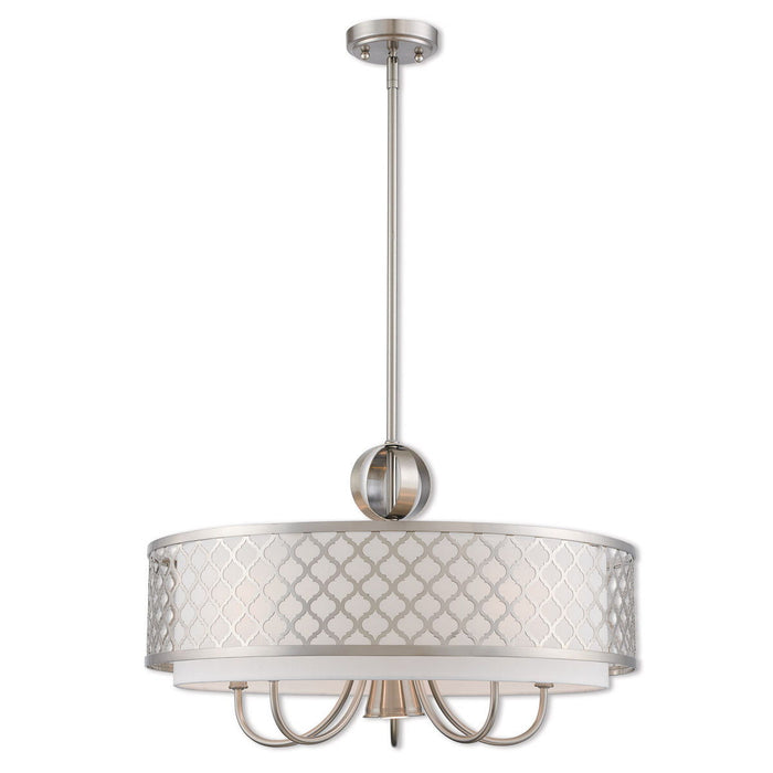 18" 6 Light Dimmable Chandelier With Shades - Nickel