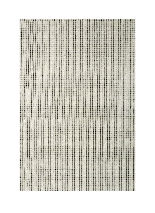 7' x 10' Checkered Power Loom Distressed Area Rug - Beige And Black