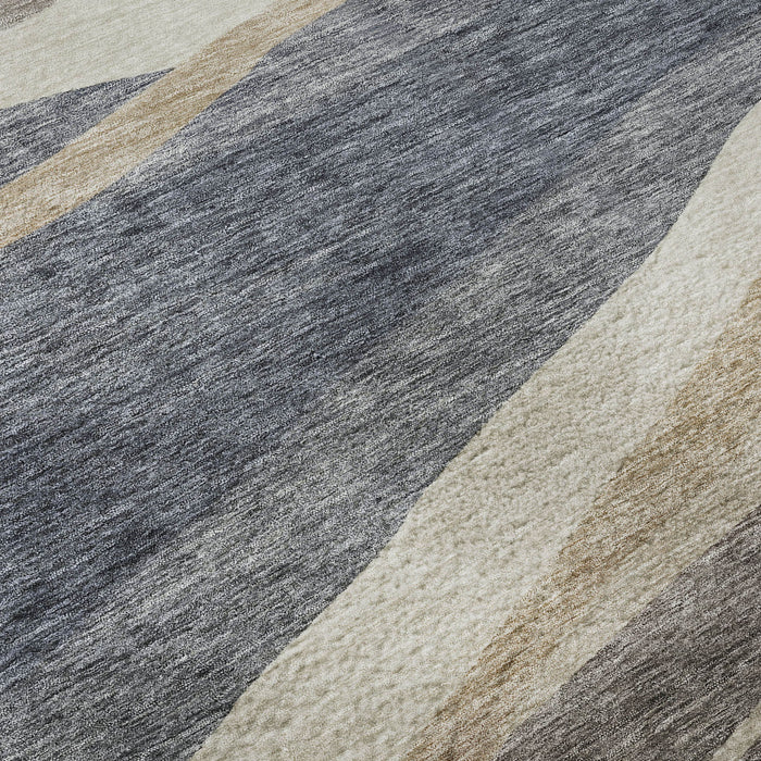 10' X 14' Abstract Washable Area Rug With UV Protection (684232) - Blue / Brown / Taupe