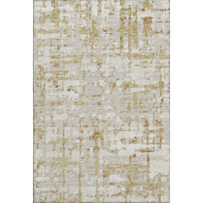 10' X 14' Abstract Washable Area Rug With UV Protection - Camel And Ivory