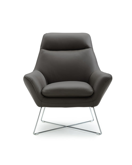 Modern Top Grain Italian Leather Accent Chair - Dark Gray