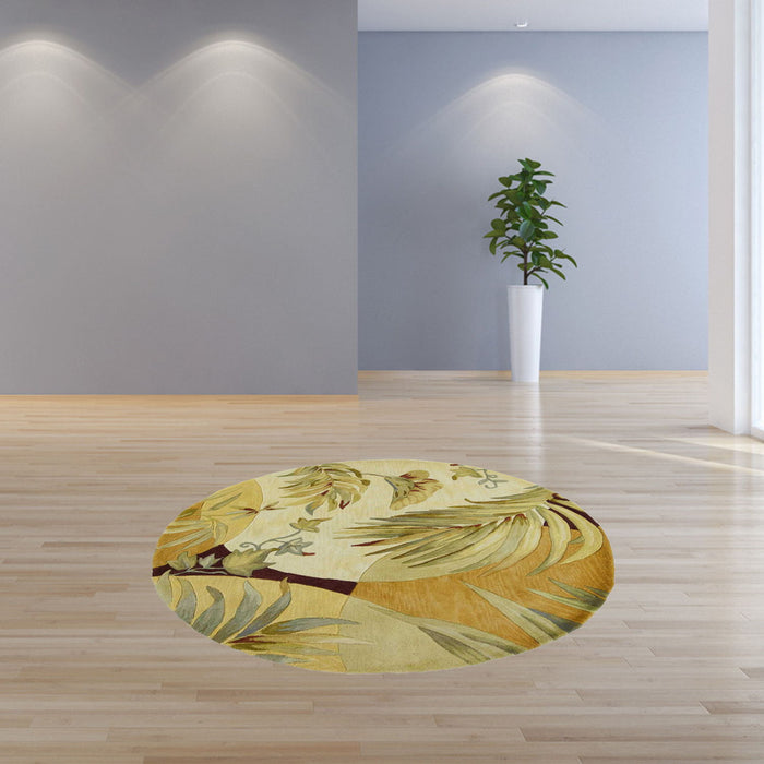 5' Round Wool Area Rug - Coral Or Ivory