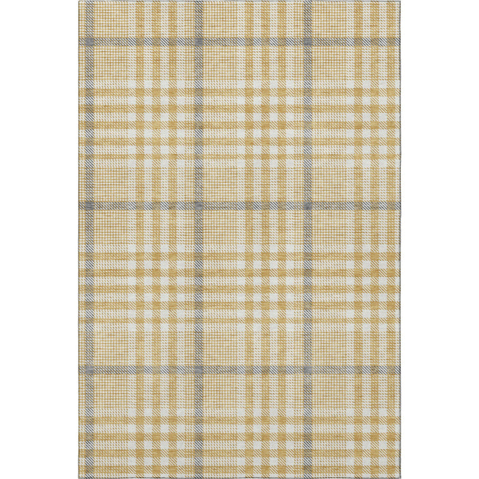 10' X 14' Plaid Washable Area Rug With UV Protection (682631) - Gold / Ivory / Gray