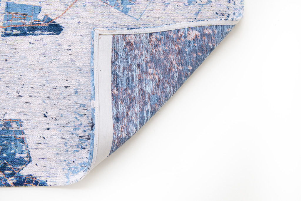 9' x 13' Abstract Non Skid Area Rug - Blue And Black