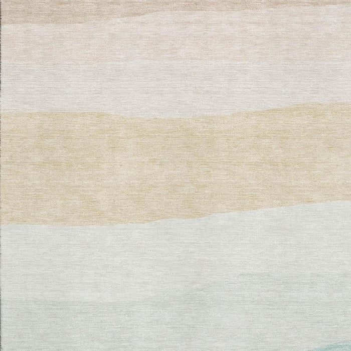10' X 14' Striped Washable Area Rug With UV Protection (714901) - Teal / Green