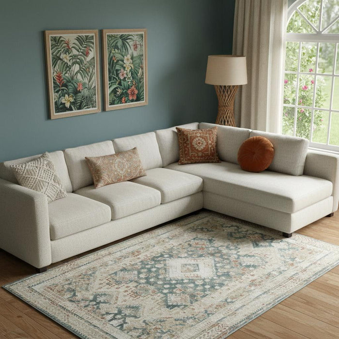 6' X 9' Geometric Area Rug (550286) - Ivory / Green