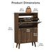 Giga shoe cabinet in walnut finish, upright storage unit with multiple compartments for organizing footwear.